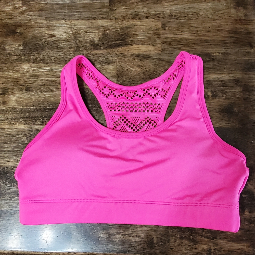 Zyia Pink Racerback Sports Bra with Geometric Mesh